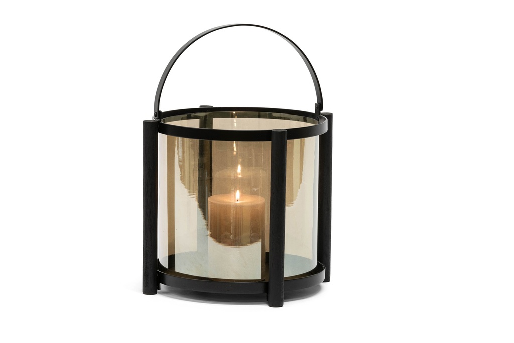 Hurricane - iron, wood & glass - black & brown - Ø37x40cm - p1/1