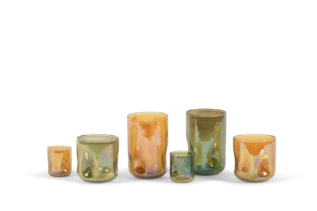 Theelight organic luster - glass - green - Ø 8x9cm - 1/4