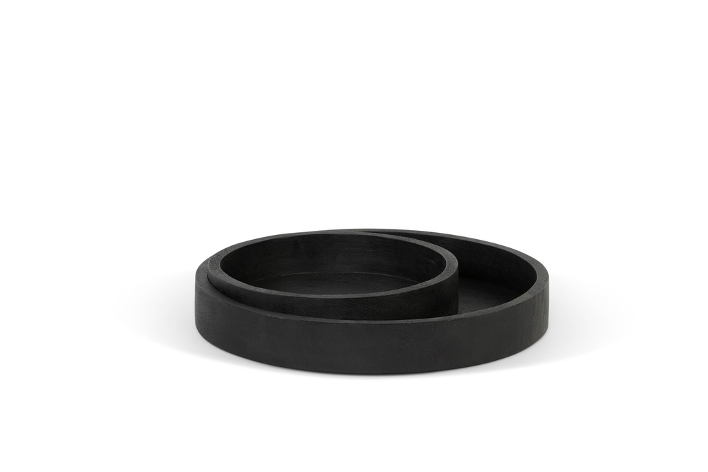 Brushed round tray - wood - black mat - Ø50x5,5cm - p1/1