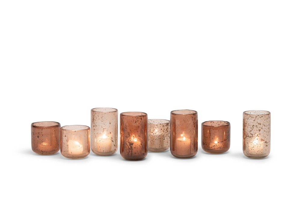 Thick votive stone finish shiny pink - Ø 10x16cm - 1/12
