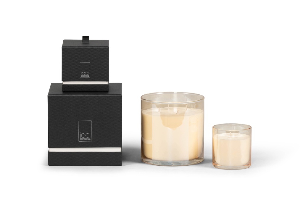 Scented candle cylindrical summer votive, (A) golden sun - Ø 9 x 9cm - 1 - int. cot. - p/6
