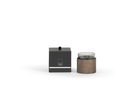 Smoke glass votive with dark wood cover/stand - Ø 10,5 x 10cm stand/Ø 12 x 9cm - 3 or 1 - int. cot. or wood - p/4