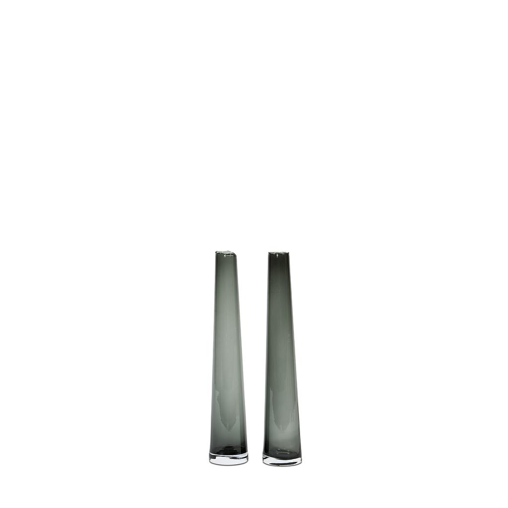 Long vase organic rim - glass - smoke - small Ø 11x60cm - p/2/4