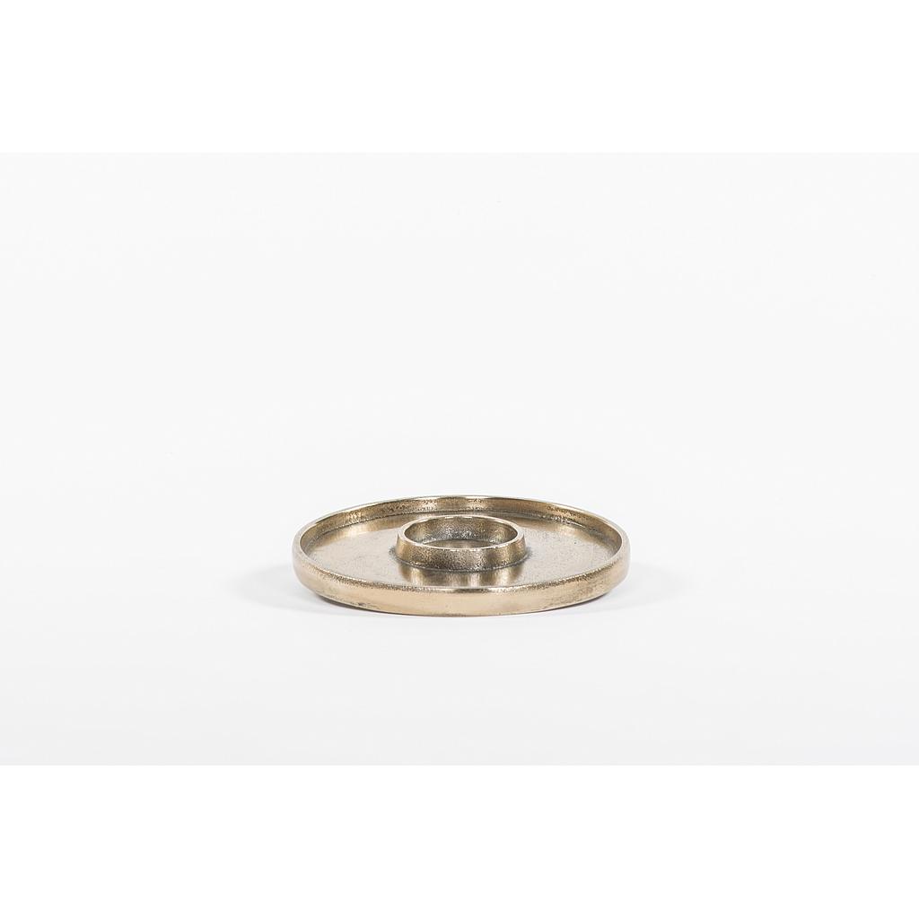 Candleholder plate for candle Ø 8,6 - aluminium - antique gold - Ø 22x2cm - p/4/12