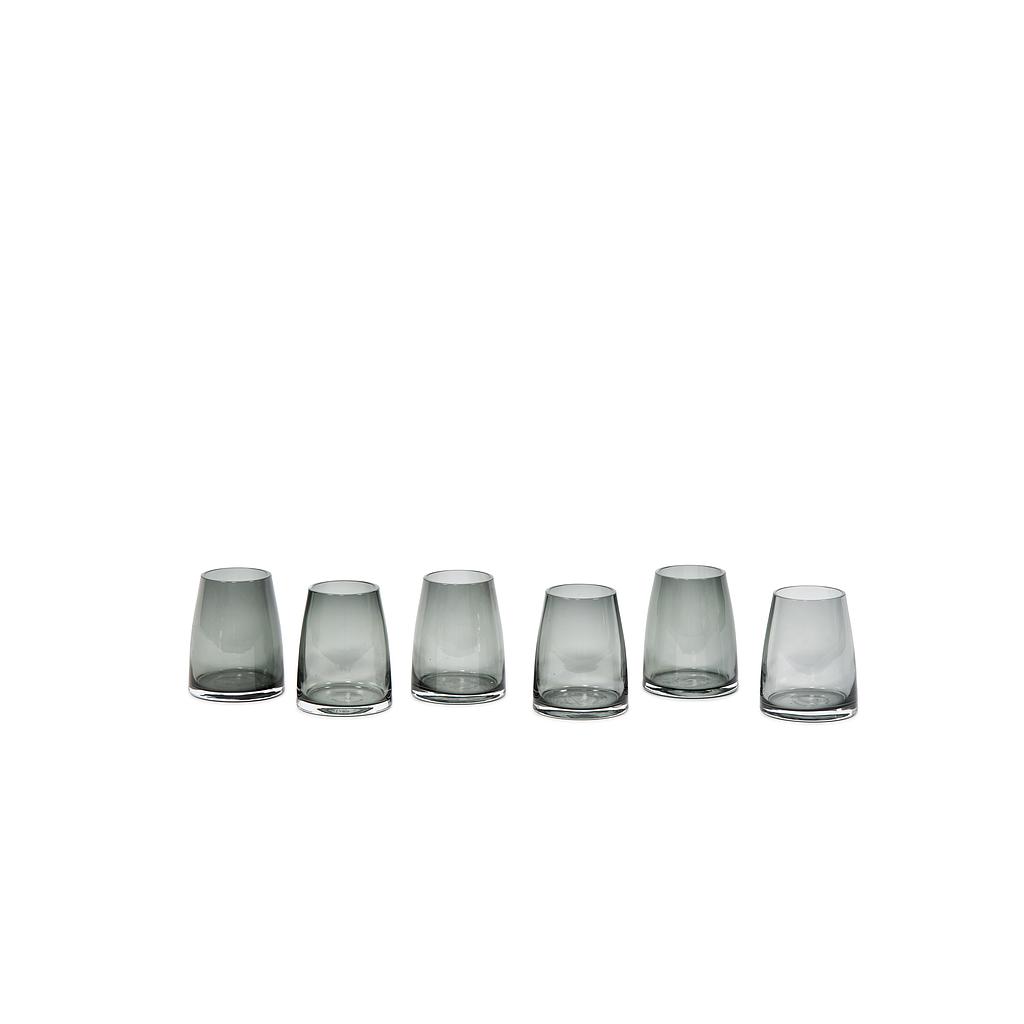 Conical votives Set of 6 - glass - smoke - Ø 8 x 10 - p/6/1