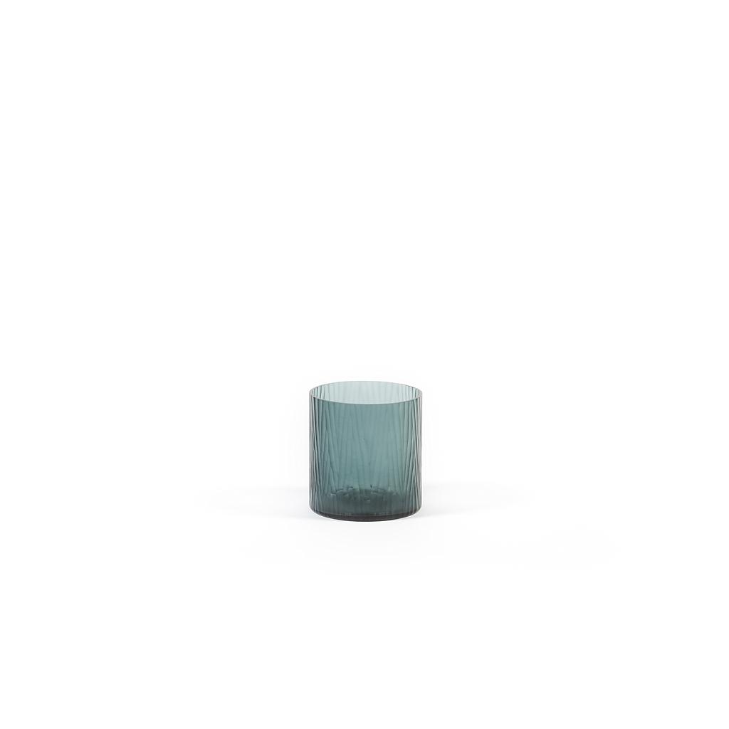Mouthblown Vase with Cutting - glass - grey - Ø 15x15cm - p/1/4
