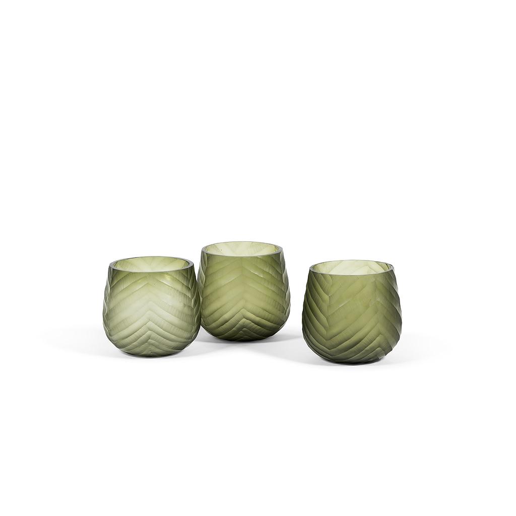 Vase V cutting - glass - green grey - Ø 18x18cm - p 4