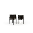 Pot with lid in black bronze antique on stand - big Ø 29 x 22 cm / h.42 cm - 1 - ext. cot. - p/1/1