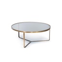 Table glass + frame - glass + metal - smoke + antique brass- Ø 86x36cm - p/1/1