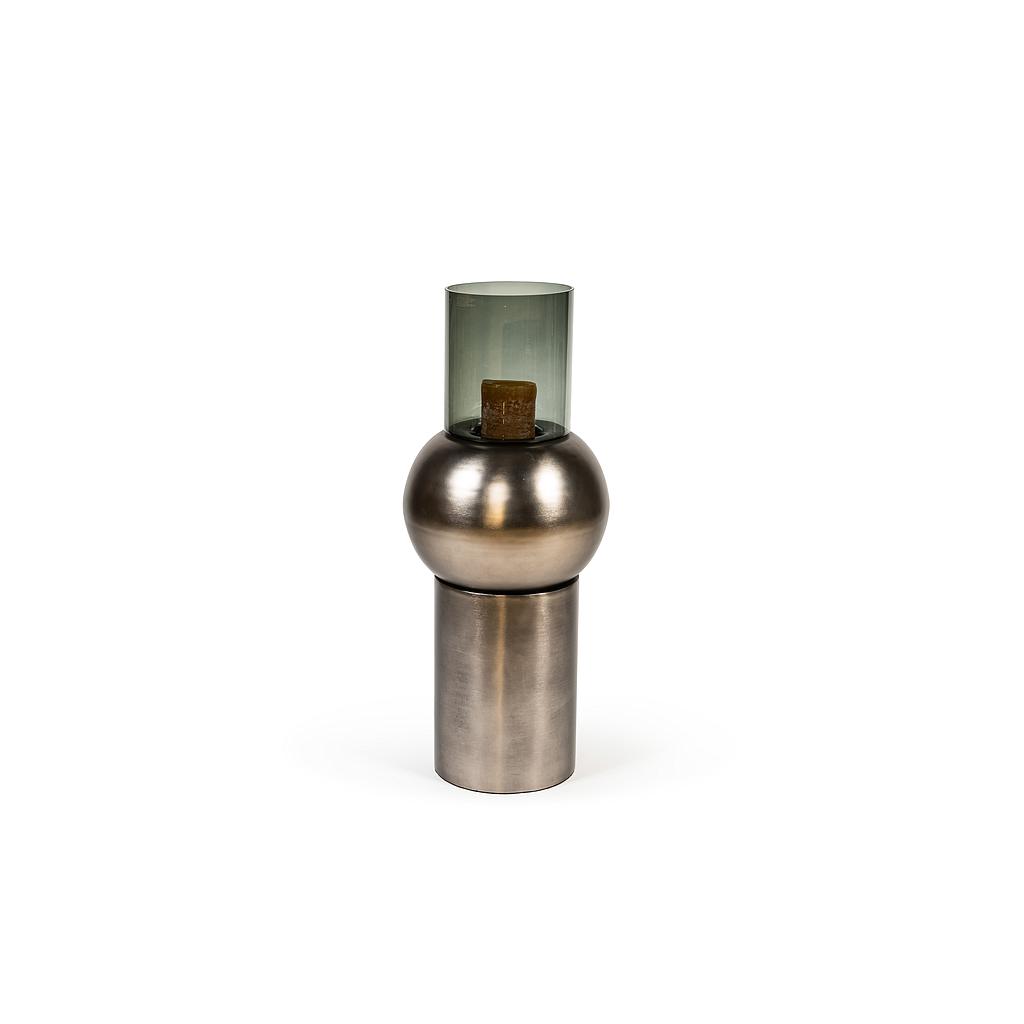 Round Hurricane on dark bronze foot - glass - smoke - Ø 40x100 cm - p/1/1 + DCG157