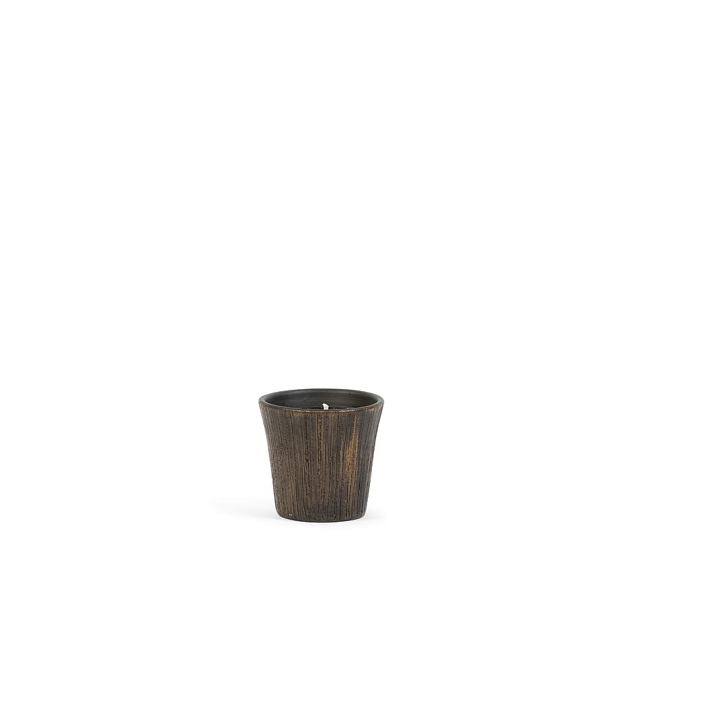 Round black/gold striped terracotta pot - Ø 15x 15cm - 1 - ext. cot. - p/6