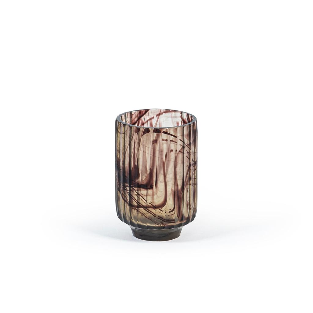 Wave vase with pencil cut - glass - smoke - Ø 8x12,5cm - p/4/16 