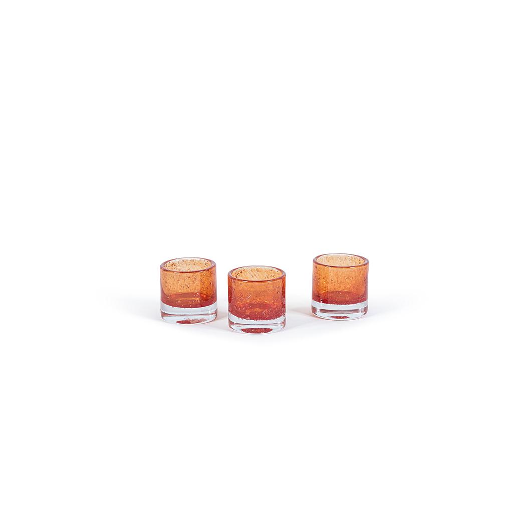 Cylindrical votive - glass - orange red - Ø 8,5 x 8,5 cm - p/6