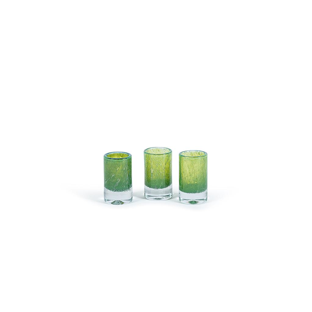Cylindrical votive - glass - grass green - Ø 7x12cm - p/6/6