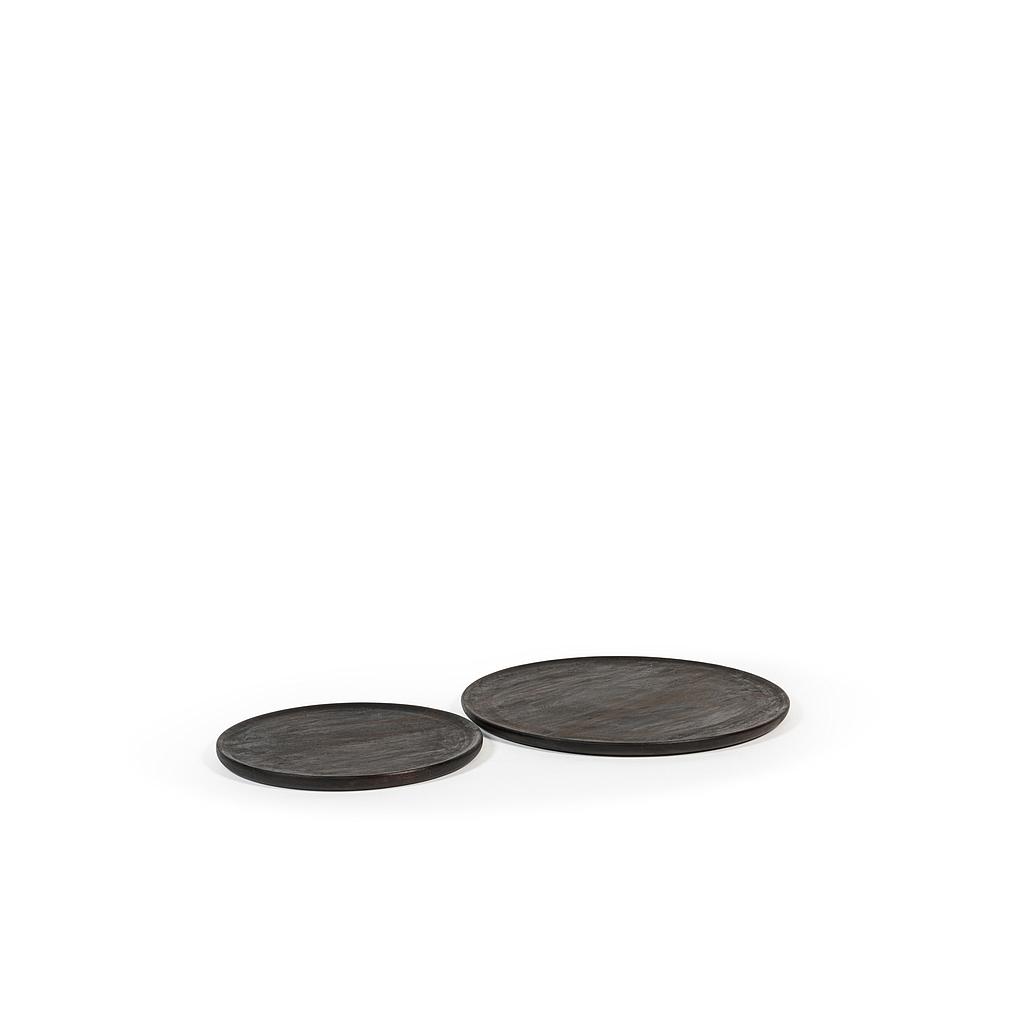 Round plate - acacia wood - black - medium Ø 30x2cm - p/4