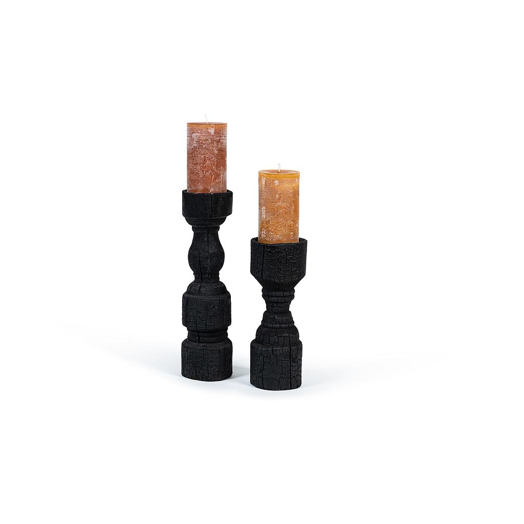 Candleholder for Ø8,6 - wood - black charcoal - Ø 11x38,5cm - p/2/8