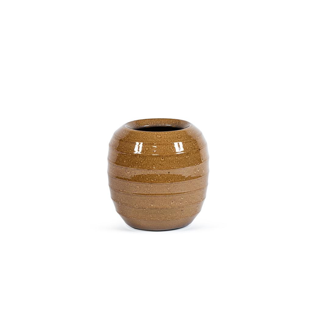 Ribbed Flowerpot - terracotta - glaced ochre - Ø 26x26cm - p/2