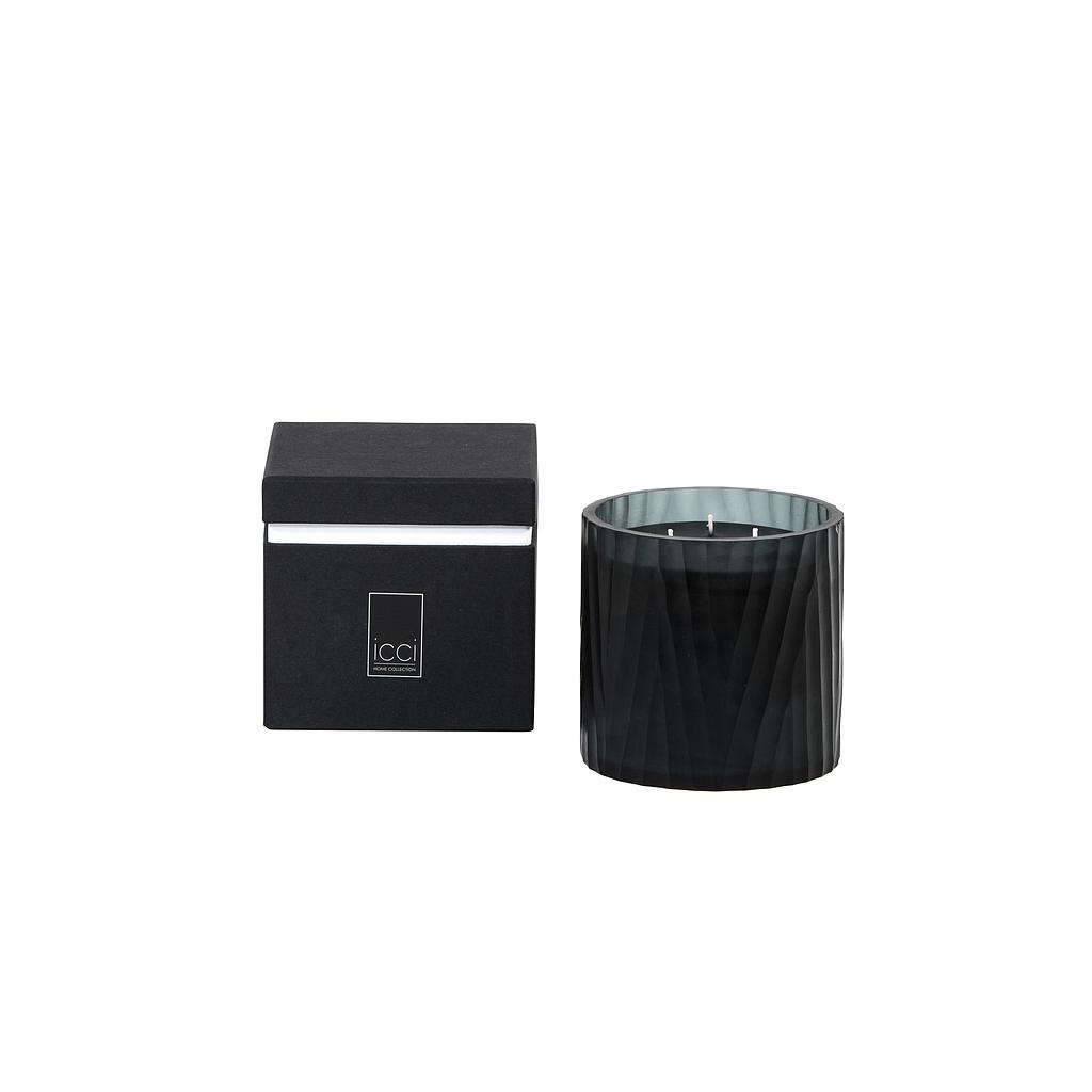 Scented candle cylindrical smoke glass votive handcut - Ø 15 x 15cm - 5 - int. cot. - p/1