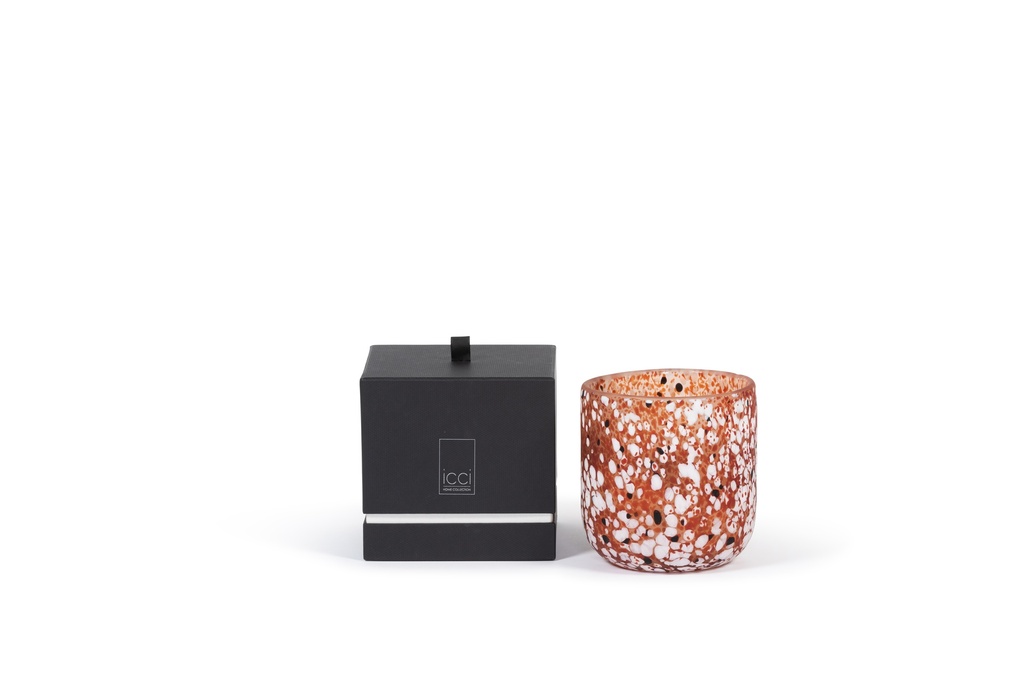Scented candle confetti spotted glass vase - large Ø 15 x 15cm - 3 - int. cot. - p/1