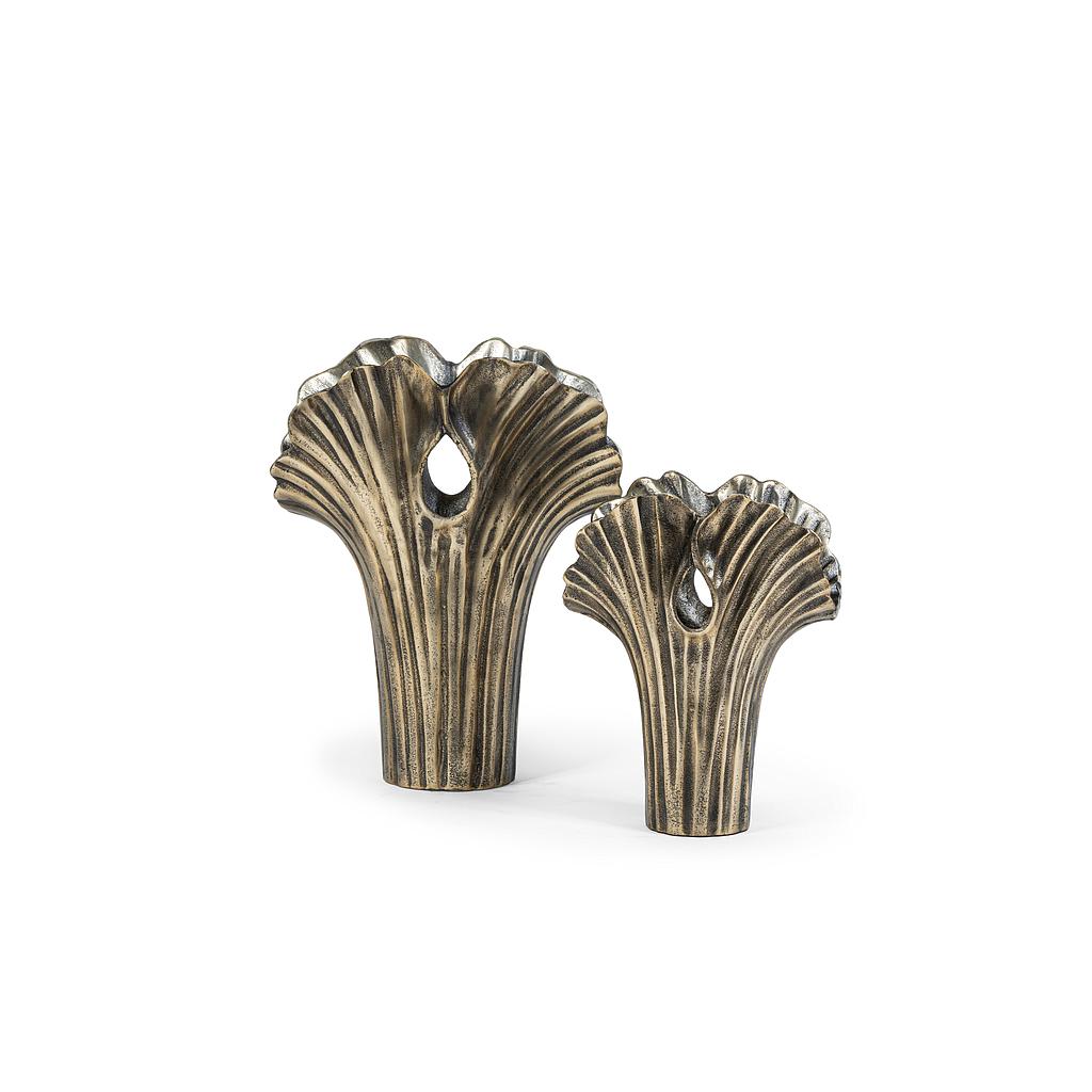 Vase ginkgo - metal - brass antique - large Ø 33x42cm - p/1/4