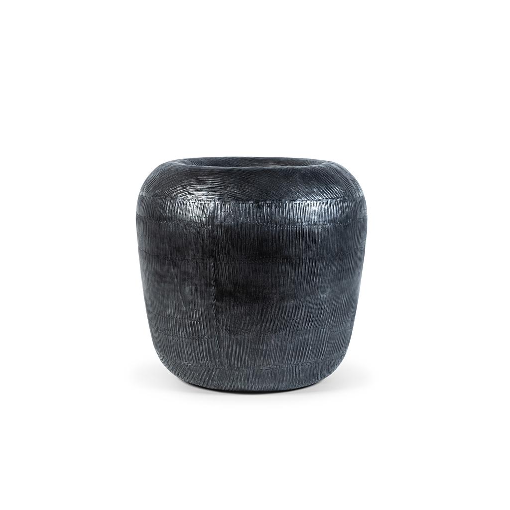 Rounded textured planter - metal - graphite - Ø 63x65cm - p/1/1
