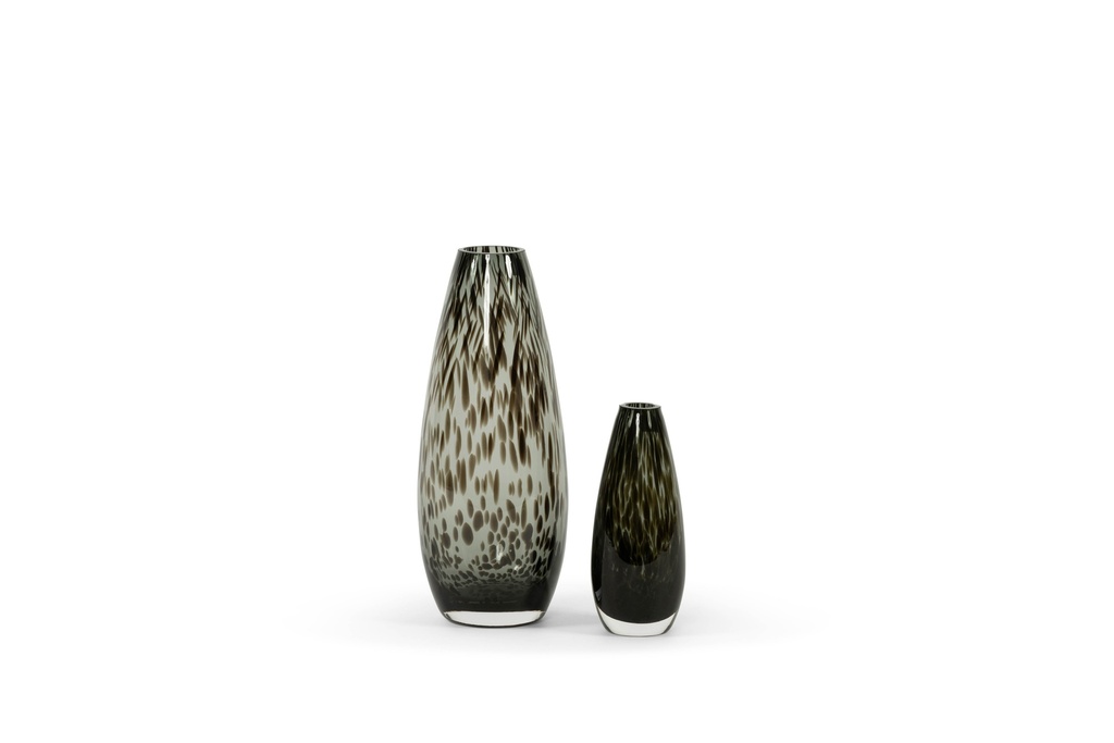 Teardrop vase - glass - smoke black spotted - big Ø 12x30cm - p/4/1