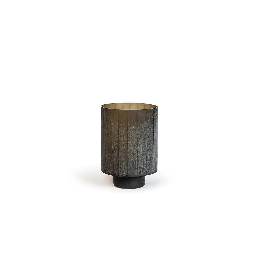 Hurricane flat vertical cut - glass - smoke stone - Ø 28x40cm - p/ / 