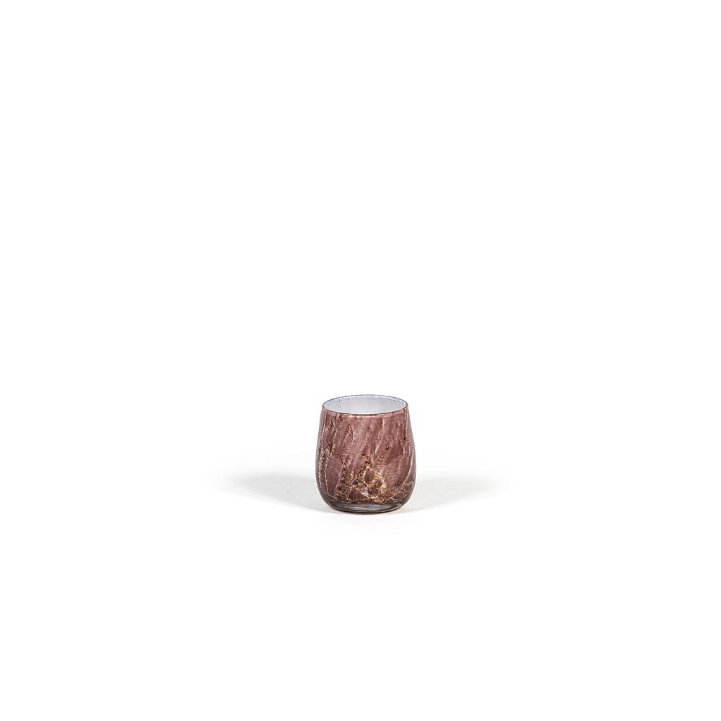Thick votive bowl with bark design - glass - purple - Ø15 x14cm - p 4