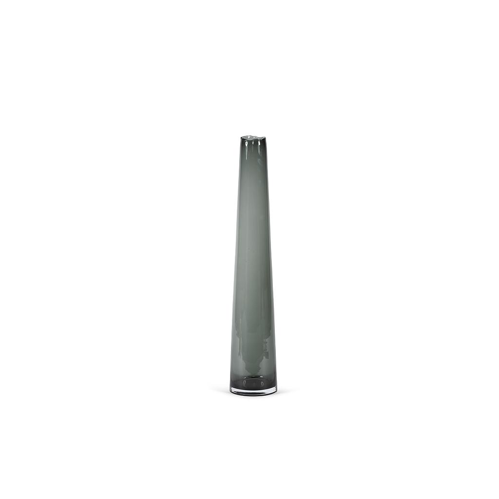 Long small vase organic rim - glass - smoke - Ø11 x 70cm - p/1