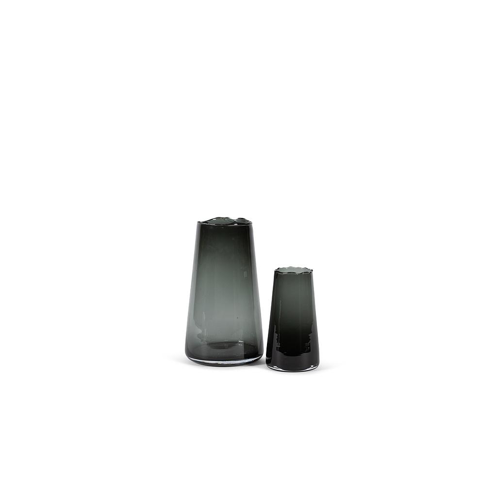 Vase organic rim - glass - smoke - Ø13.5 x 24cm - p/1