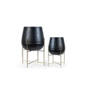 Planter on brass stand - aluminium - black + antique brass - Ø43 x 66cm - p 1/1