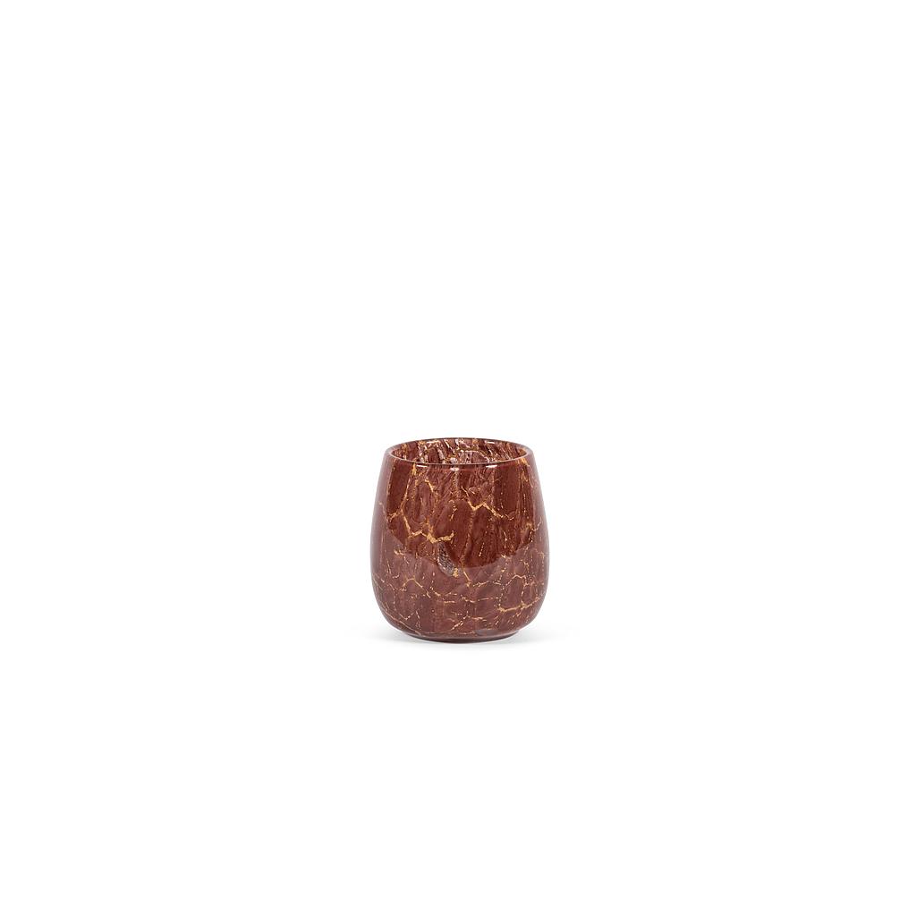 Thick votive bowl with craquelure design - glass - burgundy gold - Ø 15 x 14cm - p 4