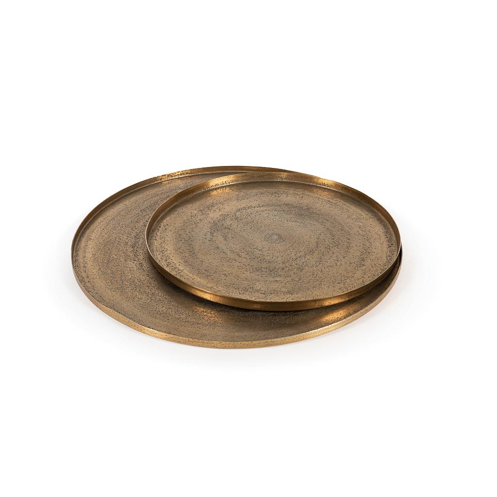 Plate sand texture - metal - antique gold - XXL Ø 61 X 2.5cm - p/1/4