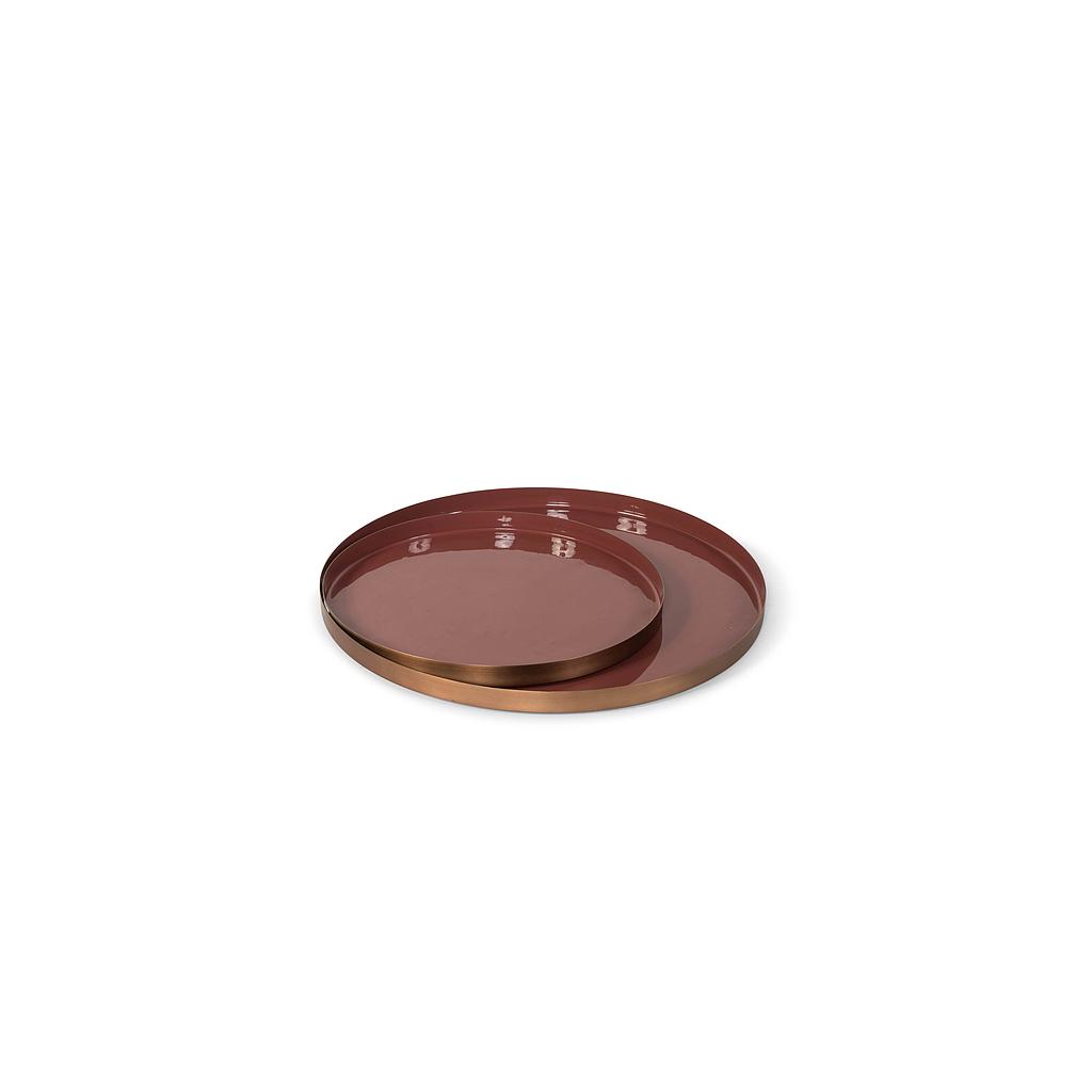 Tray - enamel - copper antique outside and stonered inside - Ø40 x 2cm - p/2/4