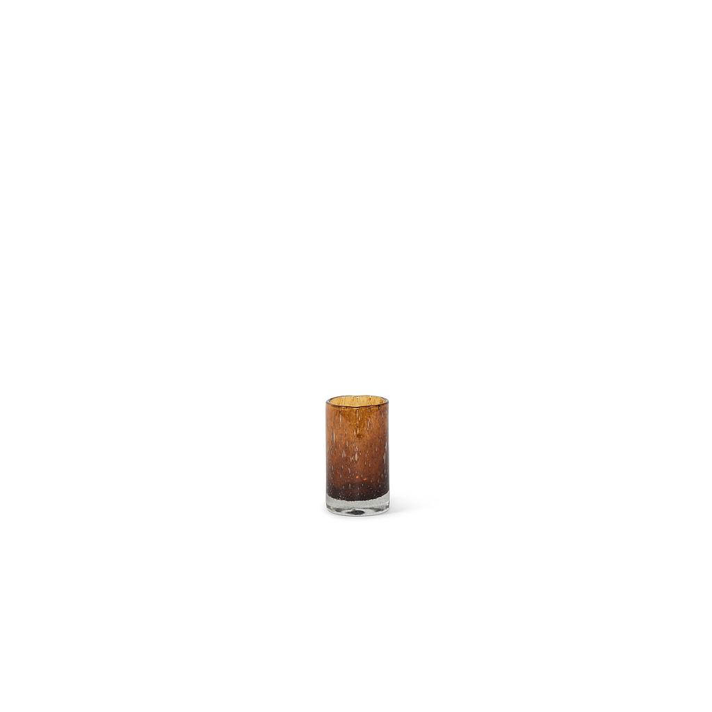 Cylindrical votive - glass - cognac - Ø7 x 12cm - p/6