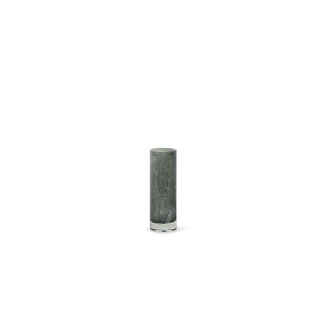 Cylindrical vase - glass - old green - Ø6.5 x 20cm - p/6