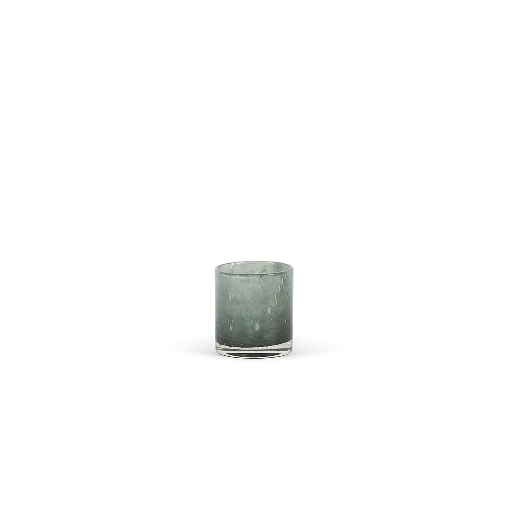 Thick votive cylinder - glass - old green - Ø11 x12cm - p/6