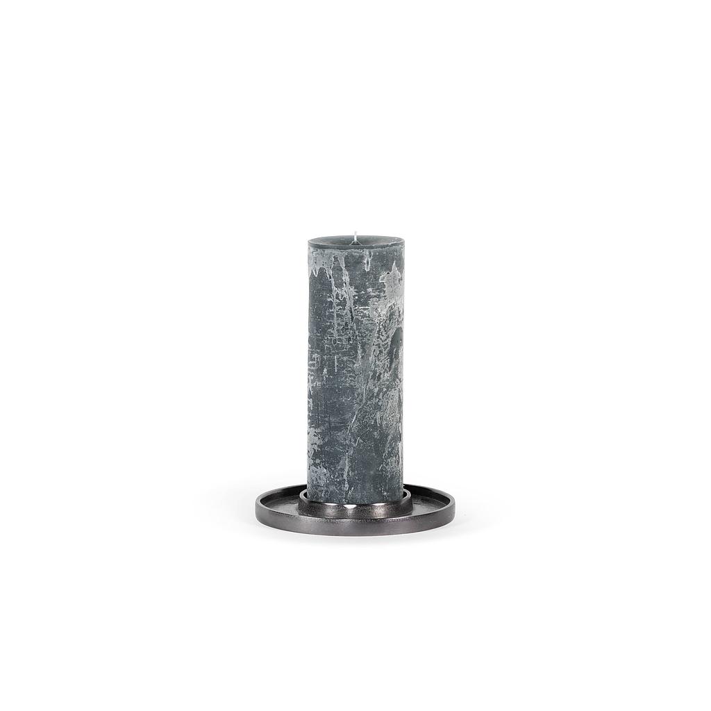 Candleholder plate for candle Ø 8,6 - aluminium - black nickle - Ø 22x2cm - p/4/12