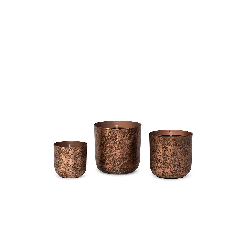 Metal copper oxidated outdoor candle - small Ø12 x12cm - 1 - ext. cot. - p /6