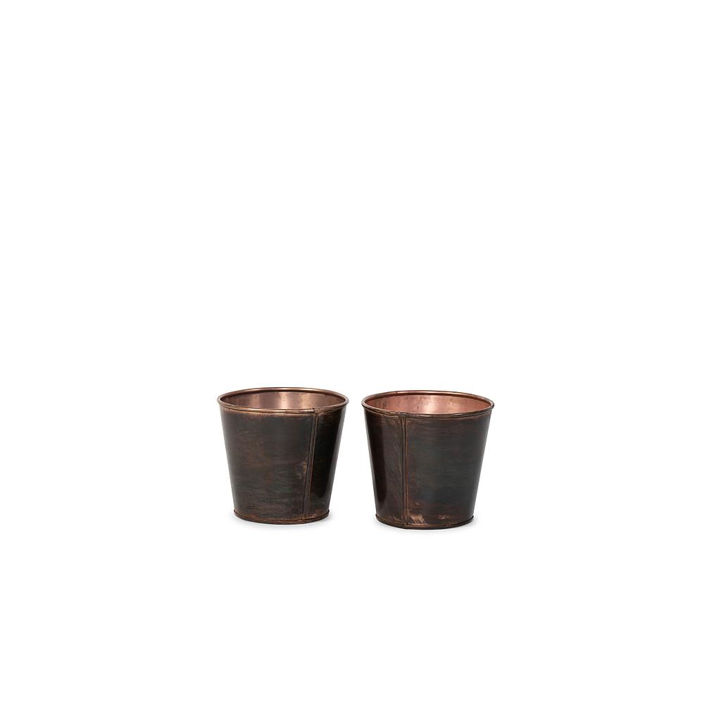 Outdoor candle in vintage copper planter - Ø16x15cm - 1 - ext. cot. - p/3