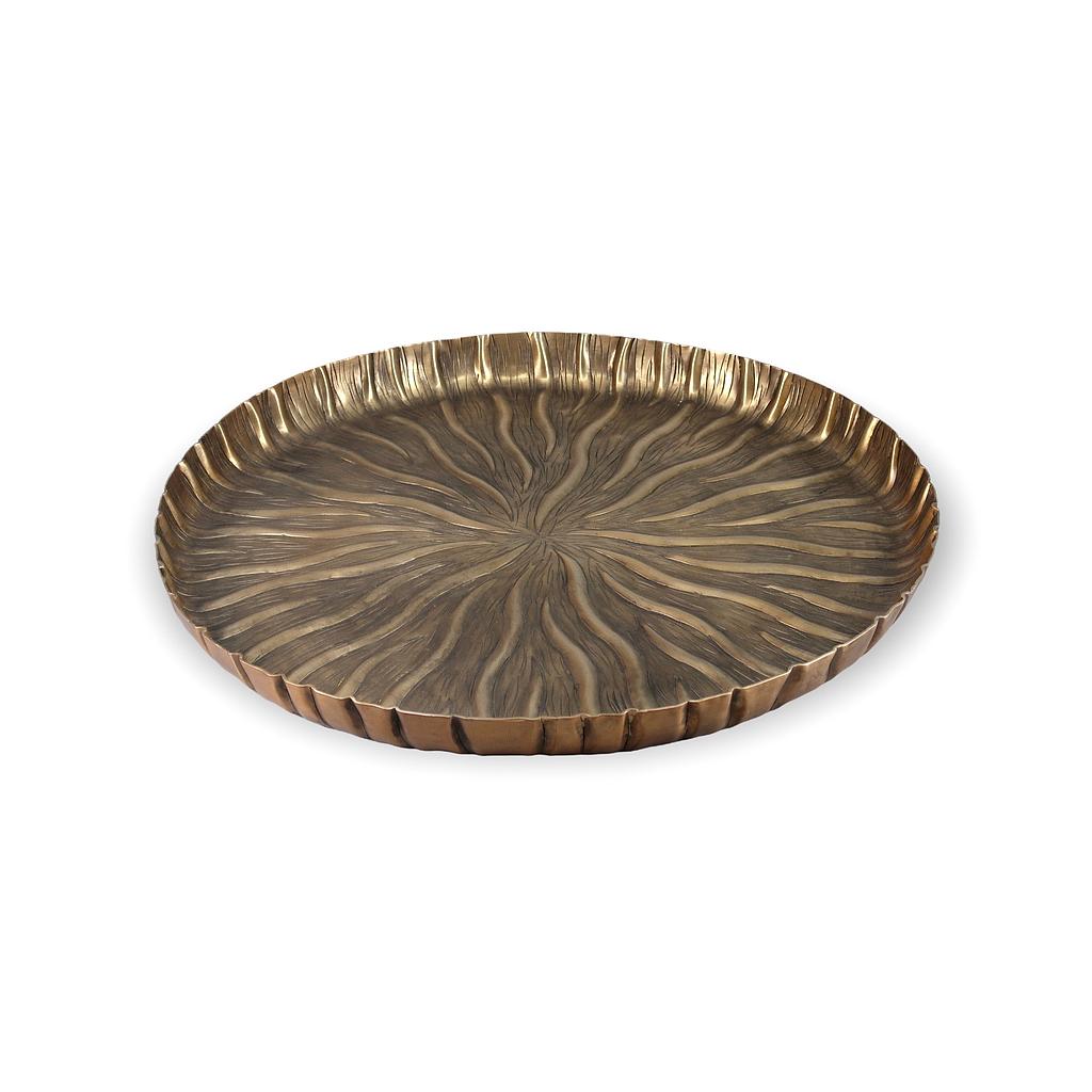Plate nerved antique gold - metal - Ø57 x 4 cm - p 2