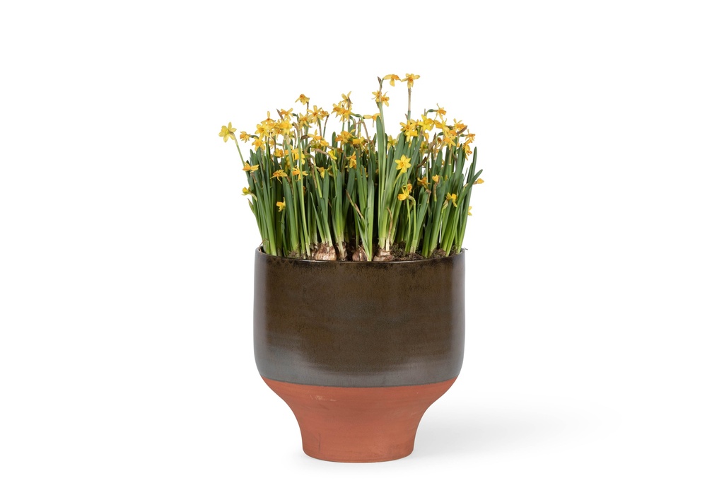 Flowerpot - terracotta - brownblue glazed - Ø38 x 39cm - p/1