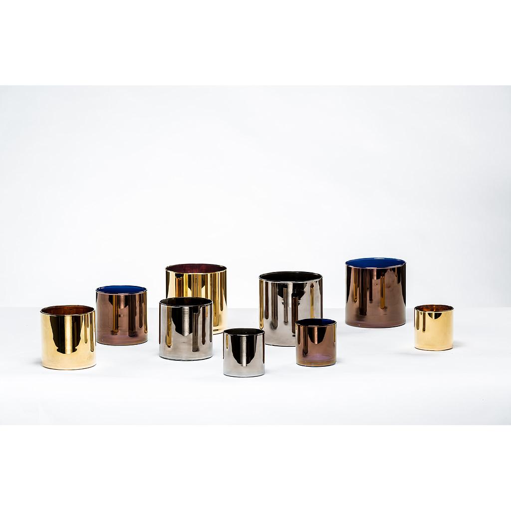 Semi transparent candleholder - glass - copper - medium Ø 12 x 12 - p/4/1