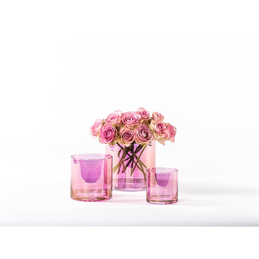 Semi transparent candleholder - glass - red - large Ø 15x15cm - p/2/1