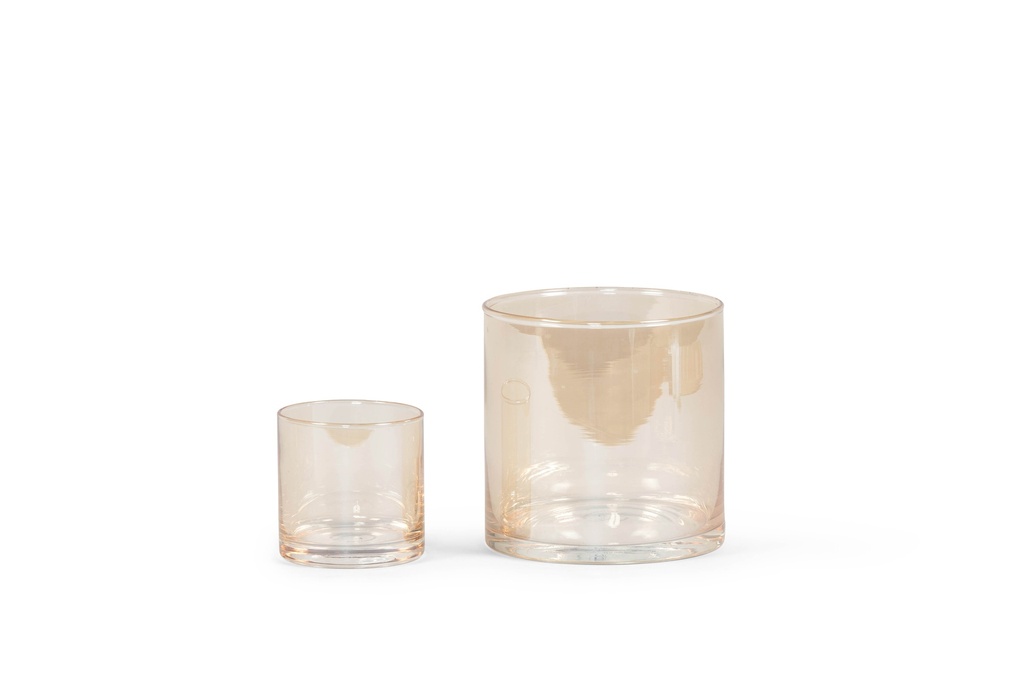 Semi transparent candleholder - glass - amber - large Ø 15x15cm - p/2/1