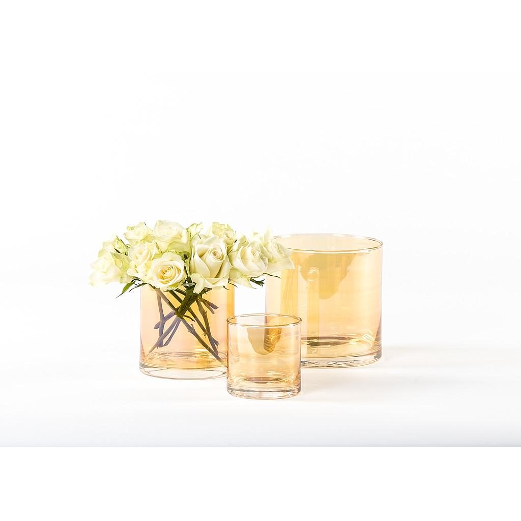 Semi transparent candleholder - glass - amber - large Ø 15x15cm - p/2/1