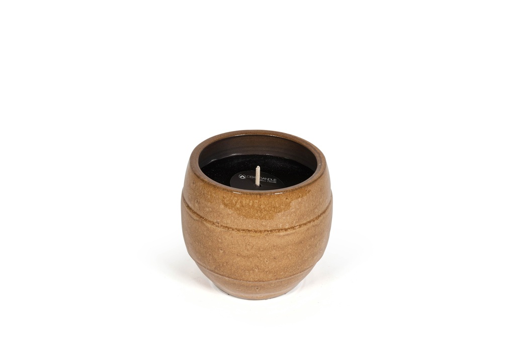 Outdoor candle flowerpot glazed ochre  Ø19 x 18cm - 1 - ext. cot. - p 1/2