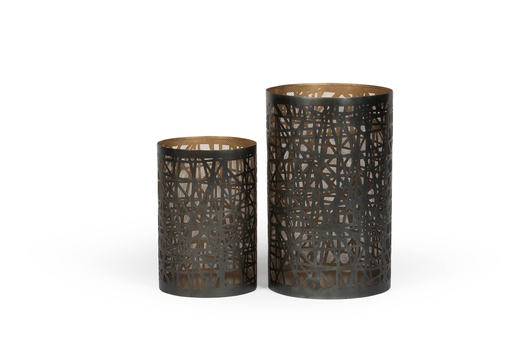 Hurricane set of 2 - metal - zinc antique/ gold - Ø20x 30.5 / Ø25 x 40.5cm - p 2