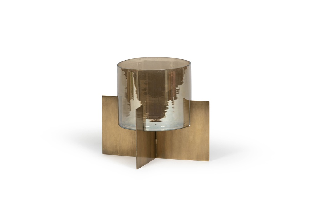 Hurricane on brass metal base - metal + glass - brass + gold luster - 26 x 26 x 22.5cm - p 1/4