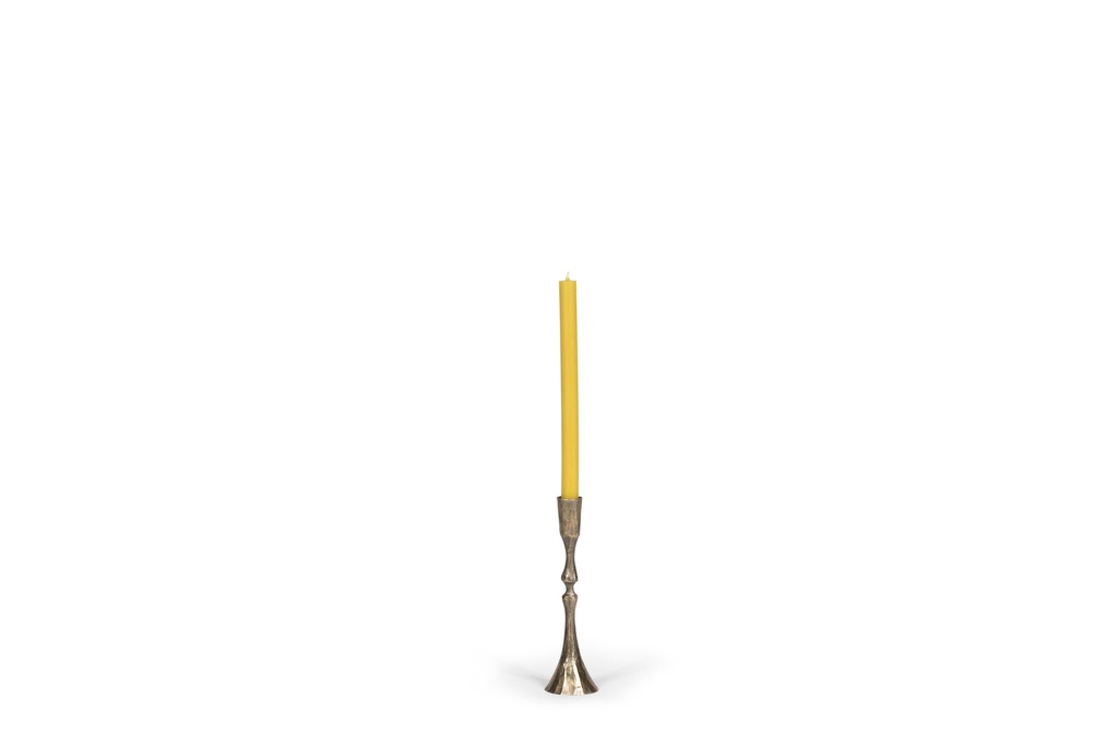 Handforged taperholder small - metal - brass antique - Ø7x 24cm - p /2